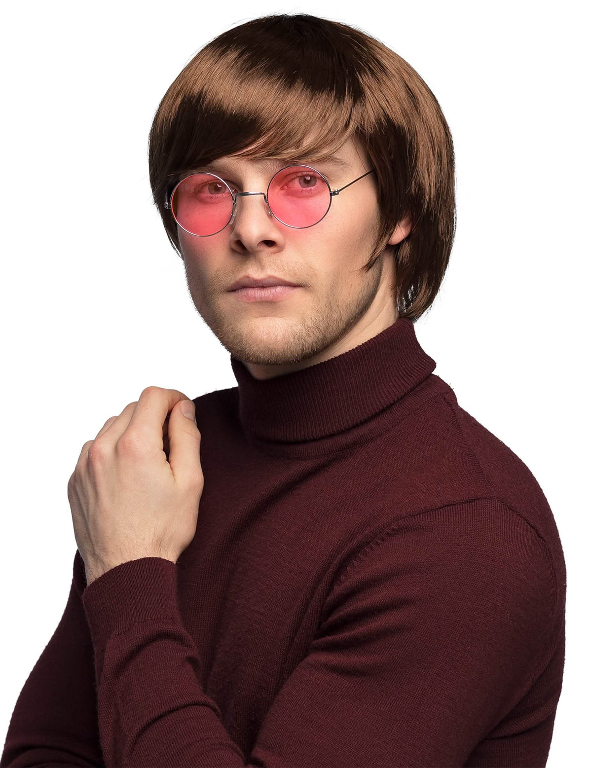Retro anglická popová hvězda paruka pro muže hnědá