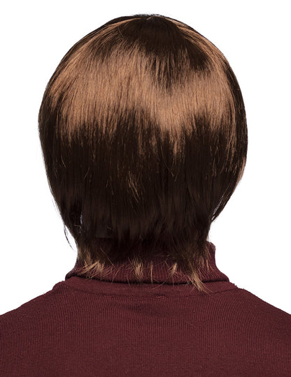 Perruque pop star anglaise pour homme châtain vue de dos
