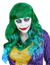 Perruque psychopathe pour femme verte et bleue