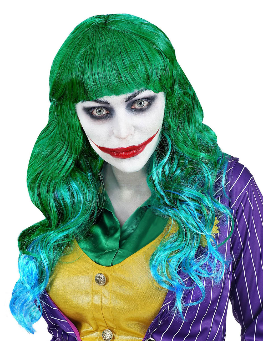 Zelená a modrá paruka psychopatky pro ženu