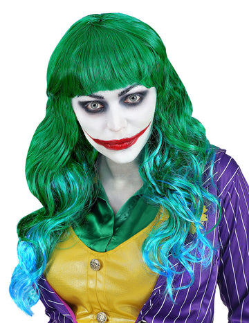 Zelenomodrá psychopatická paruka pro ženy