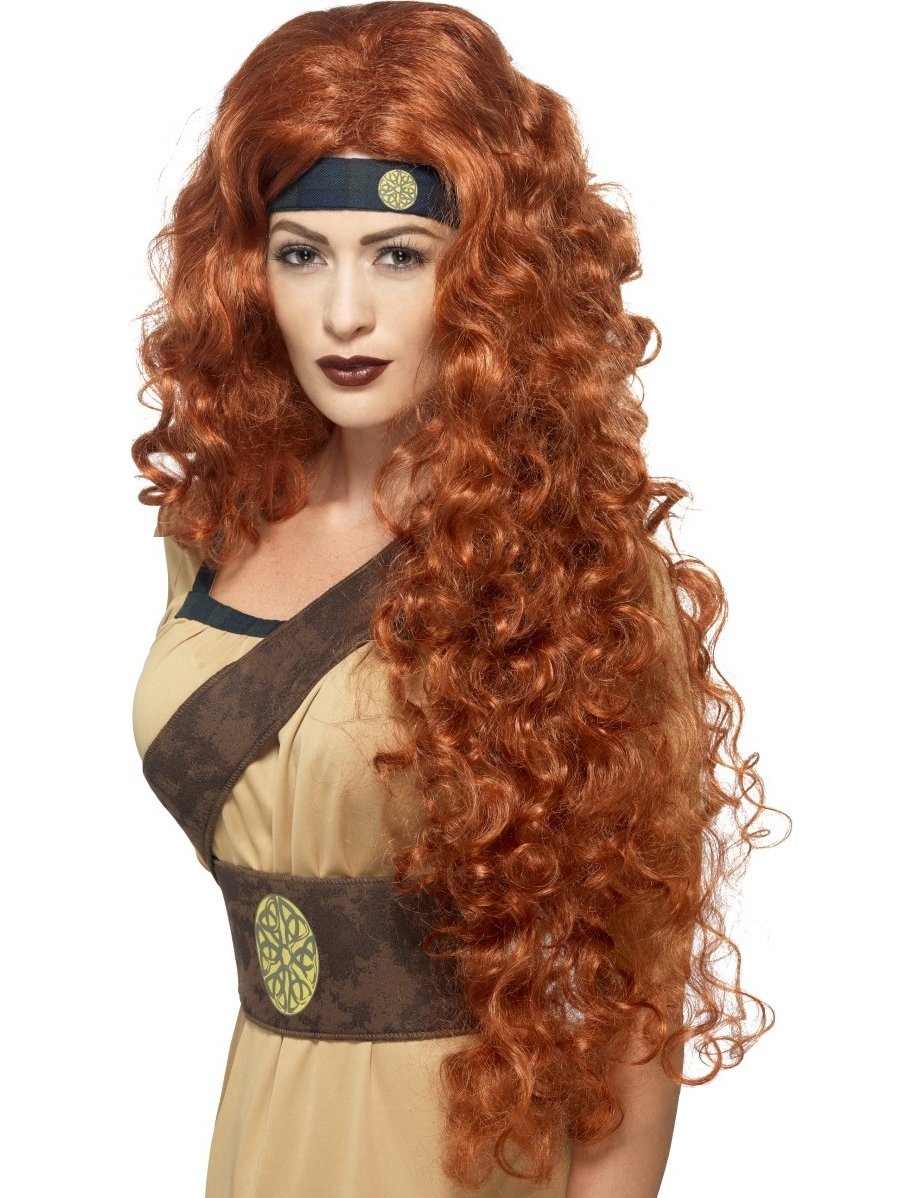 Dámská kaštanová paruka Warrior Queen