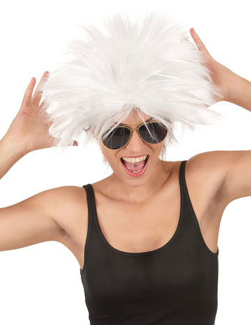 Bílá paruka s motivem rockové hvězdy pro ženy