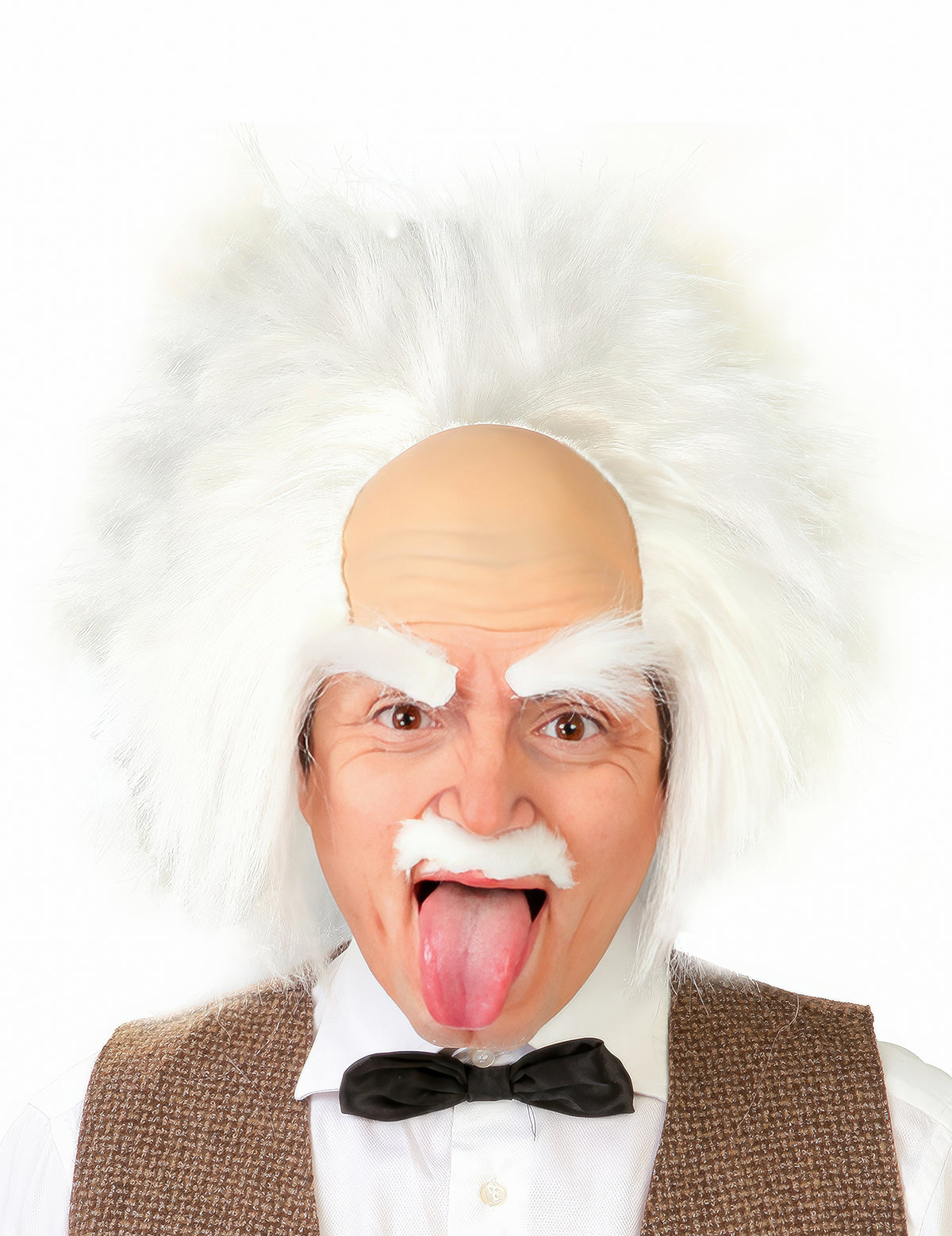 Vue avec moustache et sourcils de la perruque fantôme fou pour adulte
