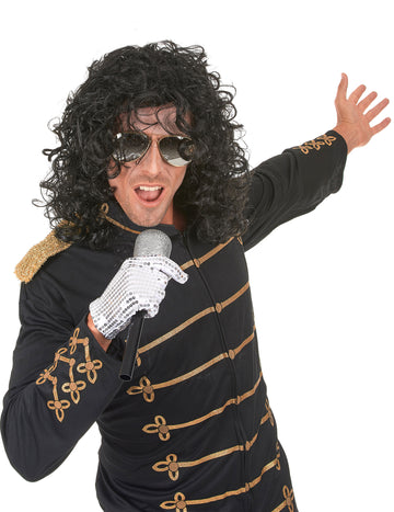 Černá paruka s popovou hvězdou pro muže