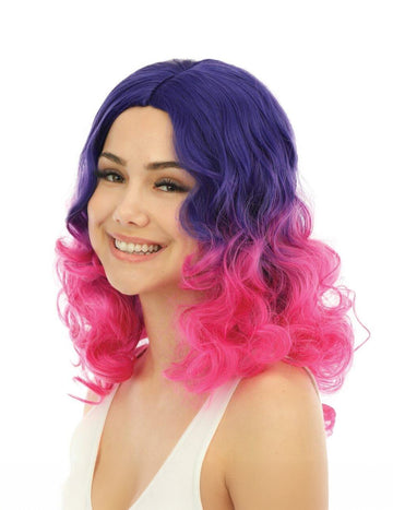 Perruque tie and dye rose et violette luxe adulte