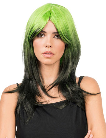 Perruque tie and dye vert et noir adulte