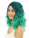 Perruque tie and dye luxe pour adulte verte ondulée