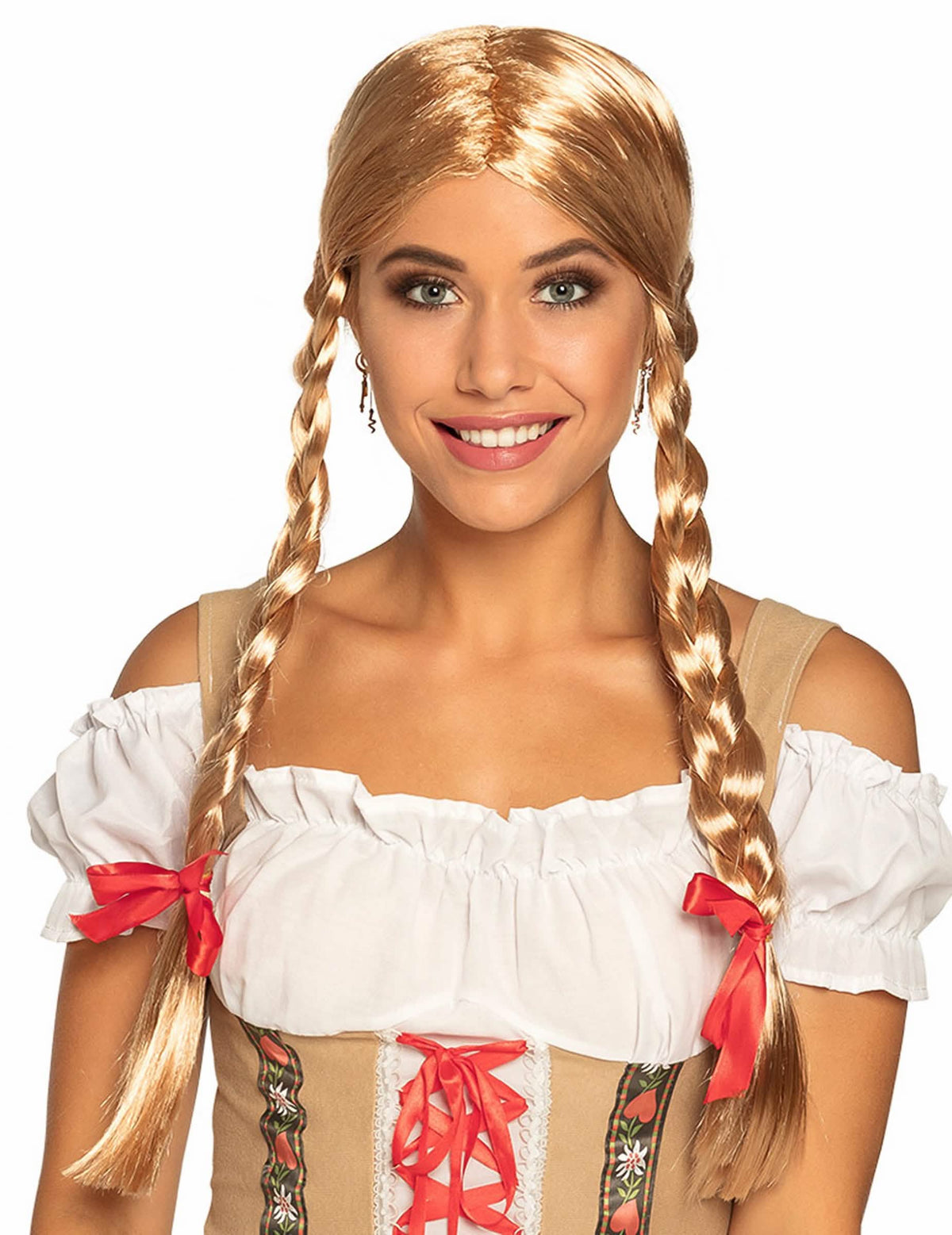 Detail copánků blond dámské splétané paruky
