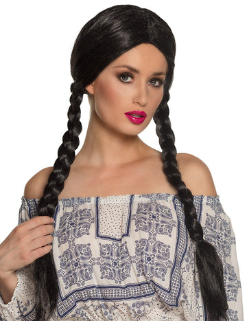 Dospělá černá paruka s copánky