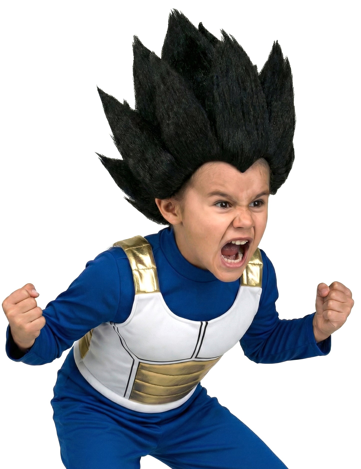 Vue de profil de la perruque Vegeta Dragon Ball™ pour enfant