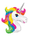 Petit ballon tête de licorne blanc et multicolore en aluminium