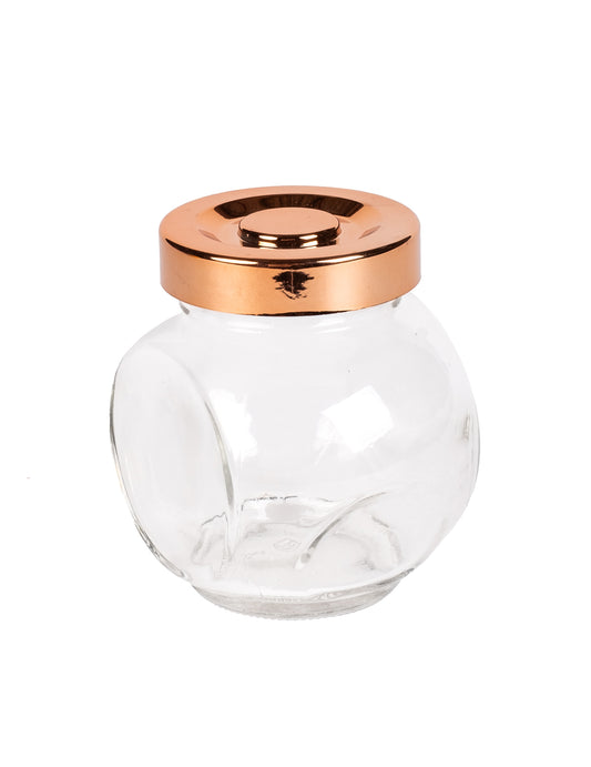 Vue de profil du petit pot en verre contenant à dragées pour fête