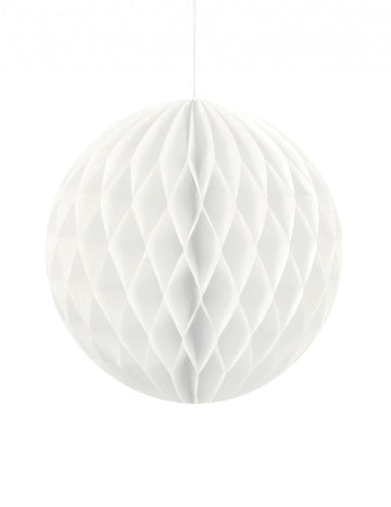 Malá bílá voštinová papírová koule 12 cm na párty dekoraci 