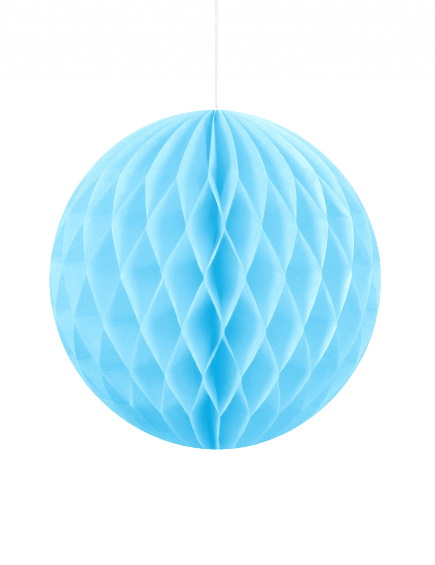 Malá světle modrá voštinová papírová koule 10 cm k zavěšení 