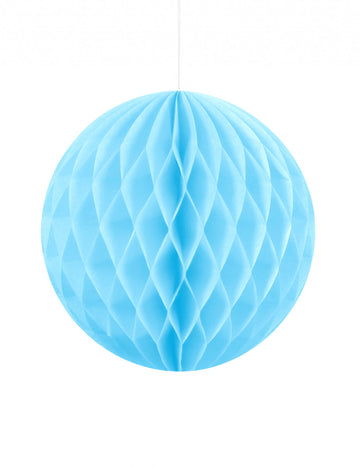 Malá světle modrá voštinová papírová koule 10 cm k zavěšení 