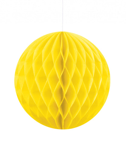 Malá žlutá voštinová papírová koule 10 cm k zavěšení 