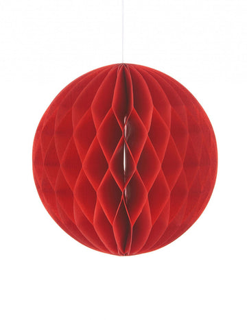 Malá červená papírová koule s voštinovou strukturou 10 cm