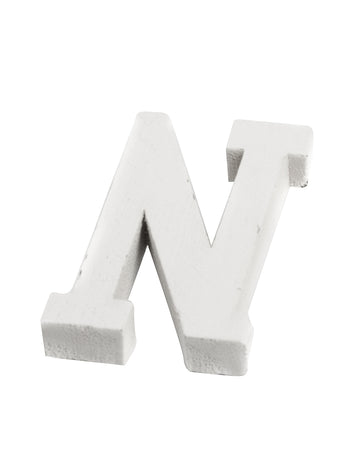 Malé bílé dřevěné písmeno n 5 cm na svatbu