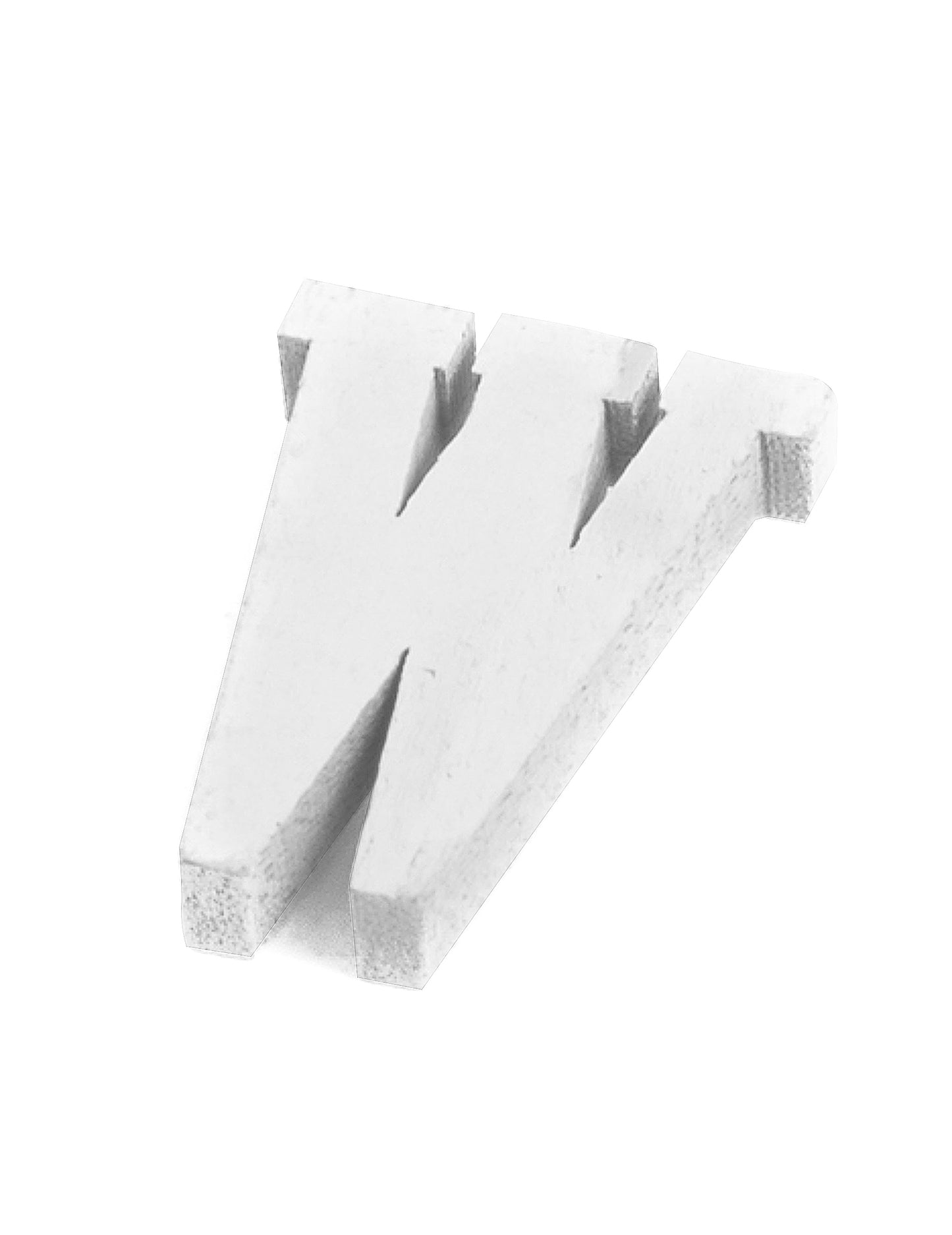 Malé bílé dřevěné písmeno w 5 cm na svatbu