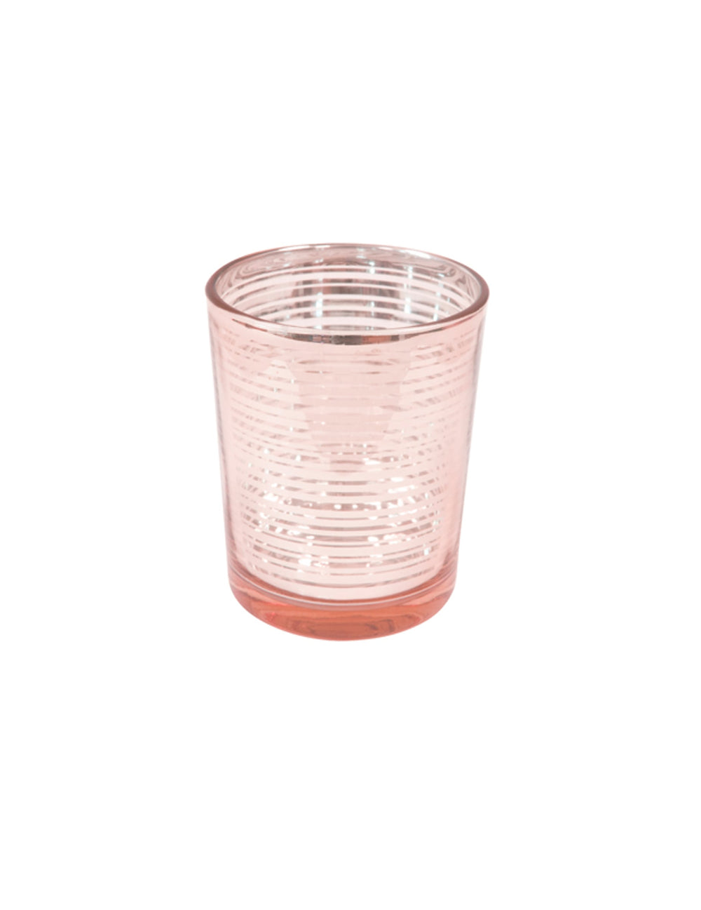 Photophore en verre à rayures rose gold