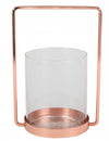Photophore en verre chic pour décoration rose gold avec cadre en laiton