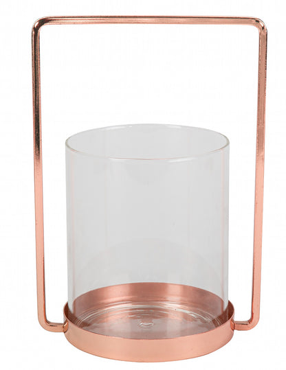 Rámeček na čajovou svíčku z růžového zlata 19.5 cm elegantní mosaz