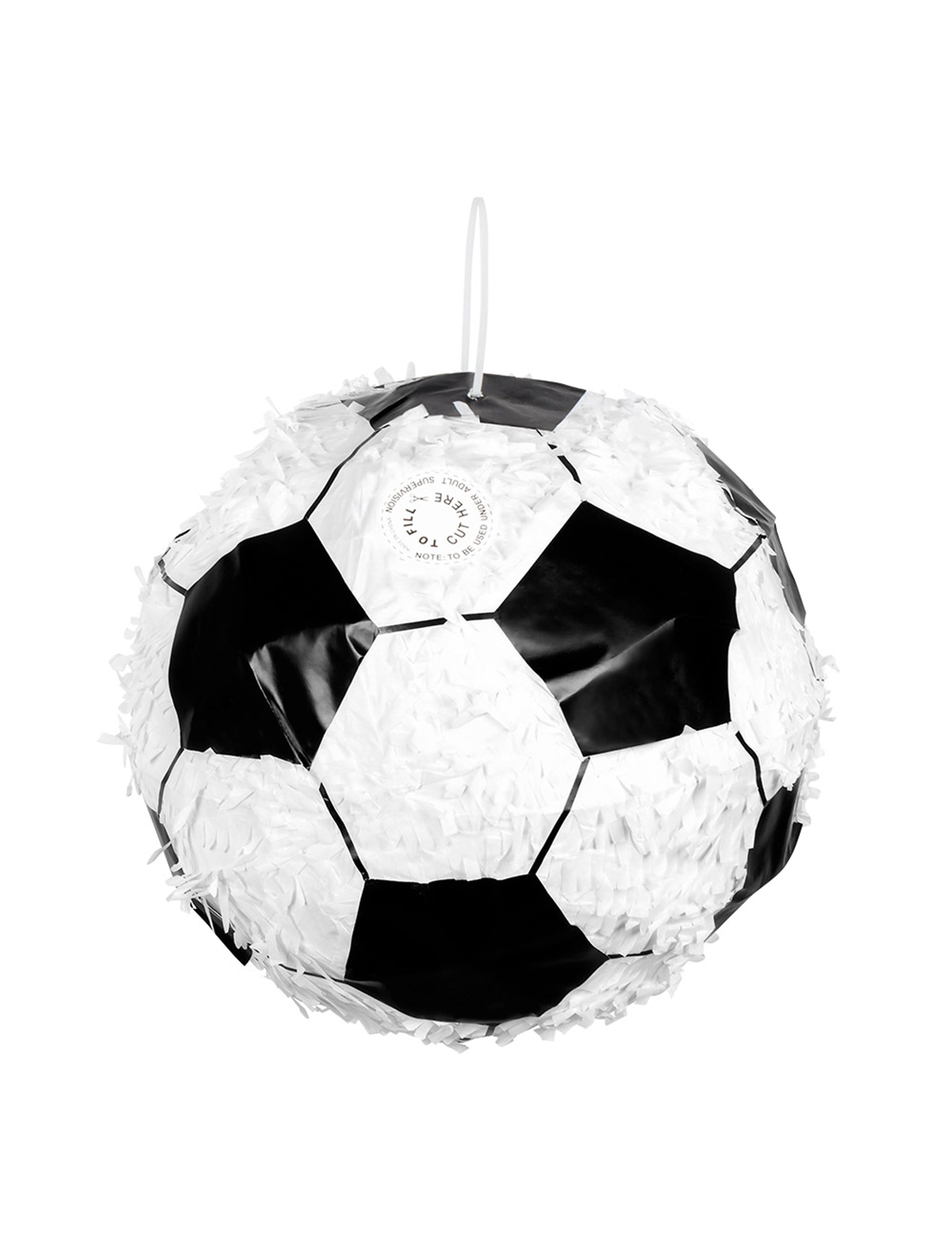 Détail de l'ouverture de remplissage du Pinata ballon de foot