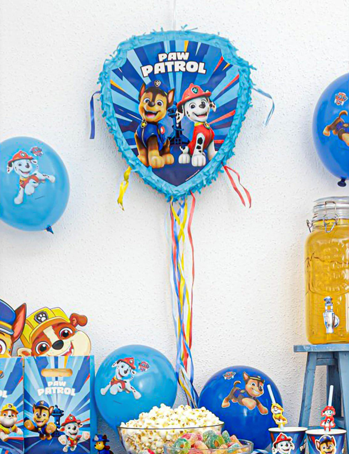 Modrá tahací piñata Tlapková patrola 33 cm x 38 cm x 9 cm