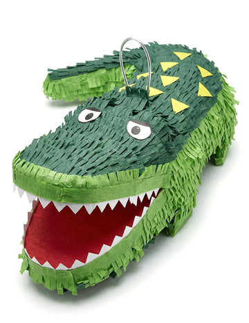 Piñata Crocodile pour enfant vert avec gueule ouverte et dents blanches