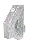 Piñata chiffre 4 pour fête argent holographique
