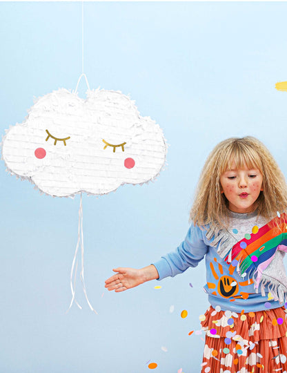 Pinata bílý oblak se strunami 50 x 32 cm