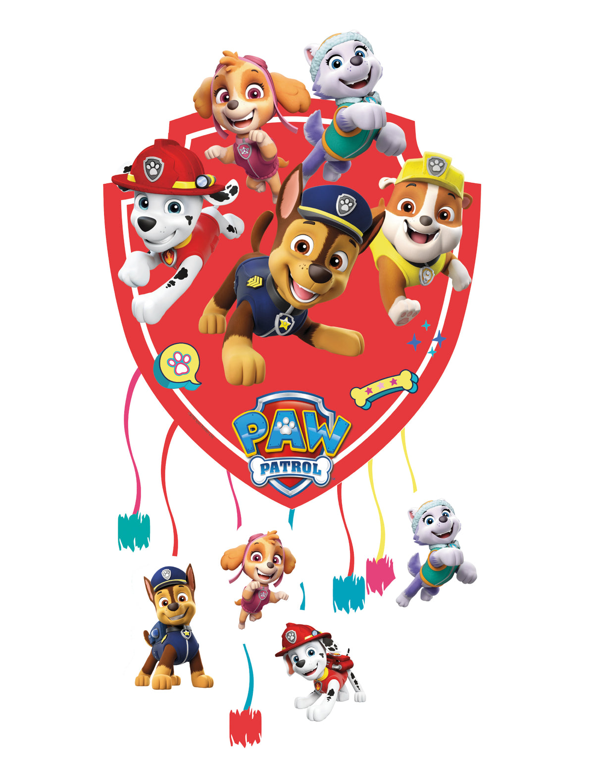 Pinata Pat Patrouille pour enfant rouge à ficelles
