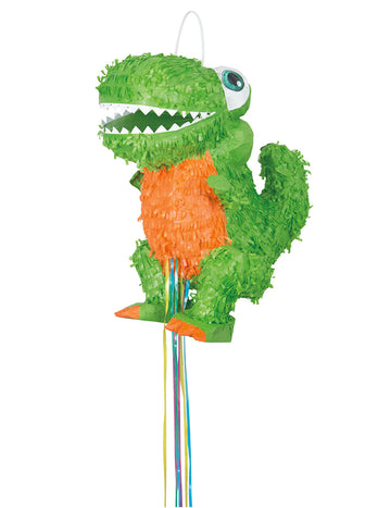 Piñata T-rex pour enfant verte et orange