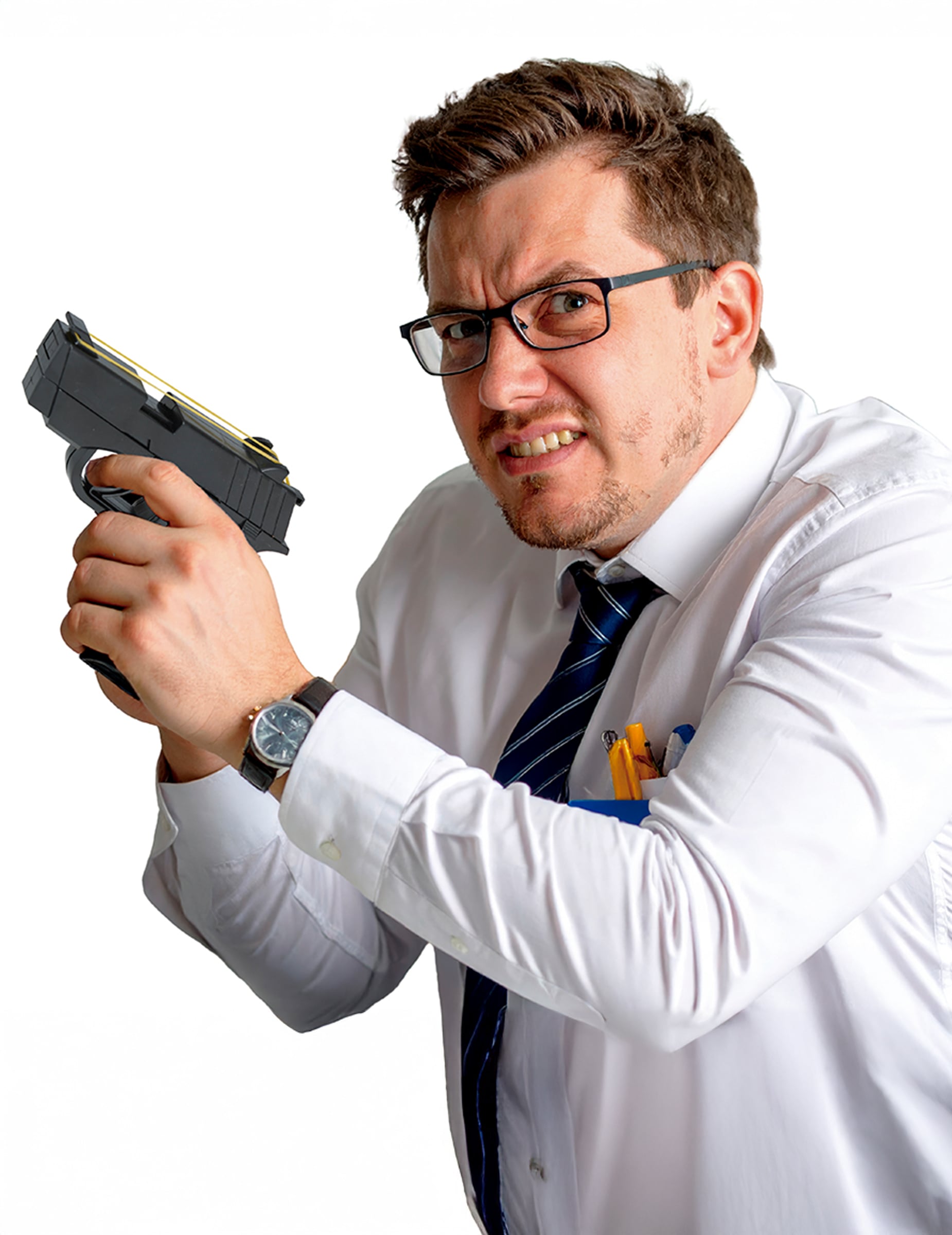 Mise en situation du pistolet à bande élastique noir