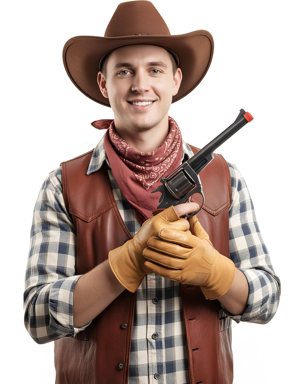 Pistolet de cowboy pour homme en métal noir