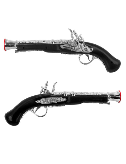 Pistolet de pirate en plastique noir 34 cm