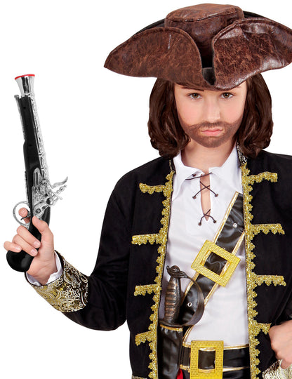 Pistolet de pirate en plastique noir 34 cm