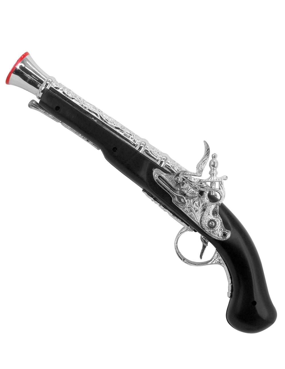 Pistolet de pirate en plastique pour adulte noir et argenté