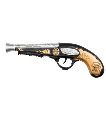 Černá a zlatá pirátská pistole 28 cm