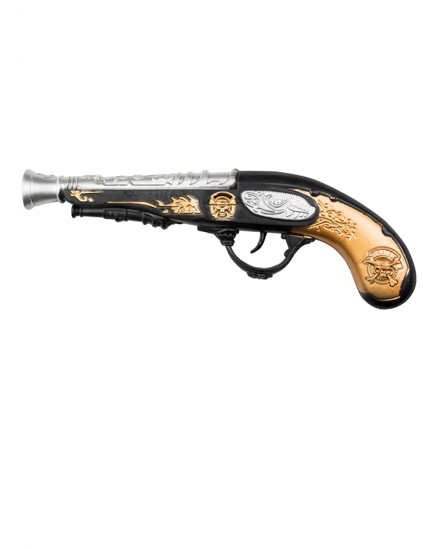 Černá a zlatá pirátská pistole 28 cm