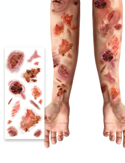 Planche de tatouages plaies infectées pour adulte effet réaliste rouge