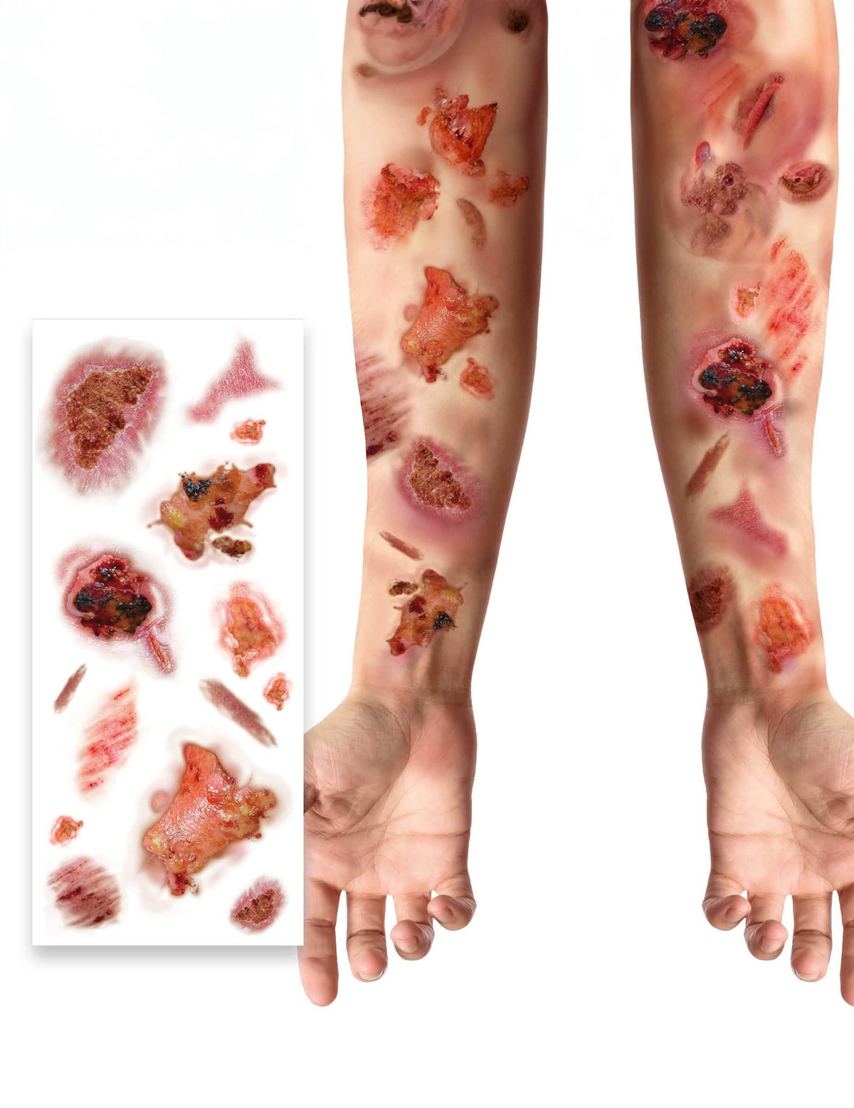Planche de tatouages plaies infectées pour adulte effet réaliste rouge