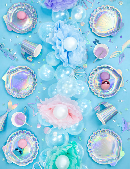 Modrá závěsná bambule z hedvábného papíru 25 cm