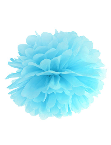 Závěsná bambulka z nebesky modrého papíru 25 cm