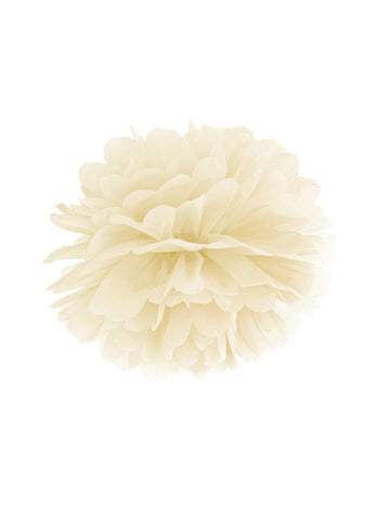 Krémová papírová závěsná bambulka 25 cm