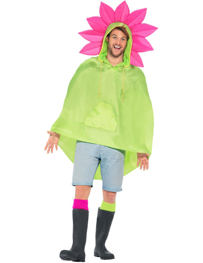 Pohled zepředu na květinové pončo pro dospělé