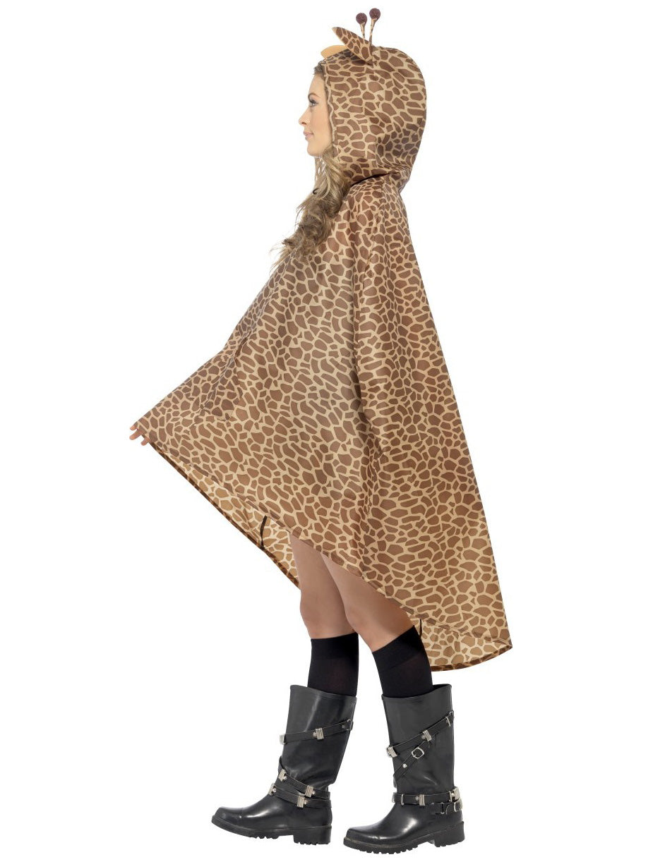 Vue de profil du poncho girafe pour adulte