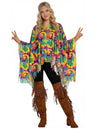 Poncho tie and dye pour adulte multicolore à franges
