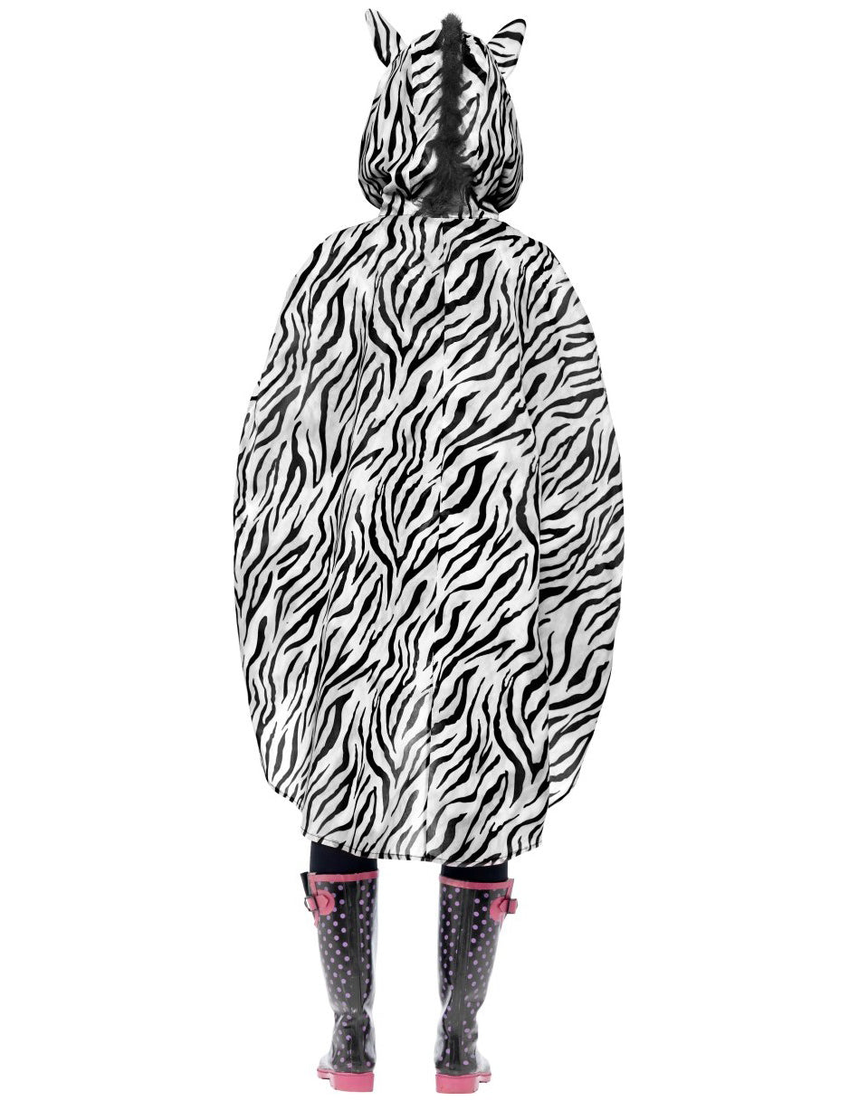 Vue de dos du poncho zèbre pour adulte